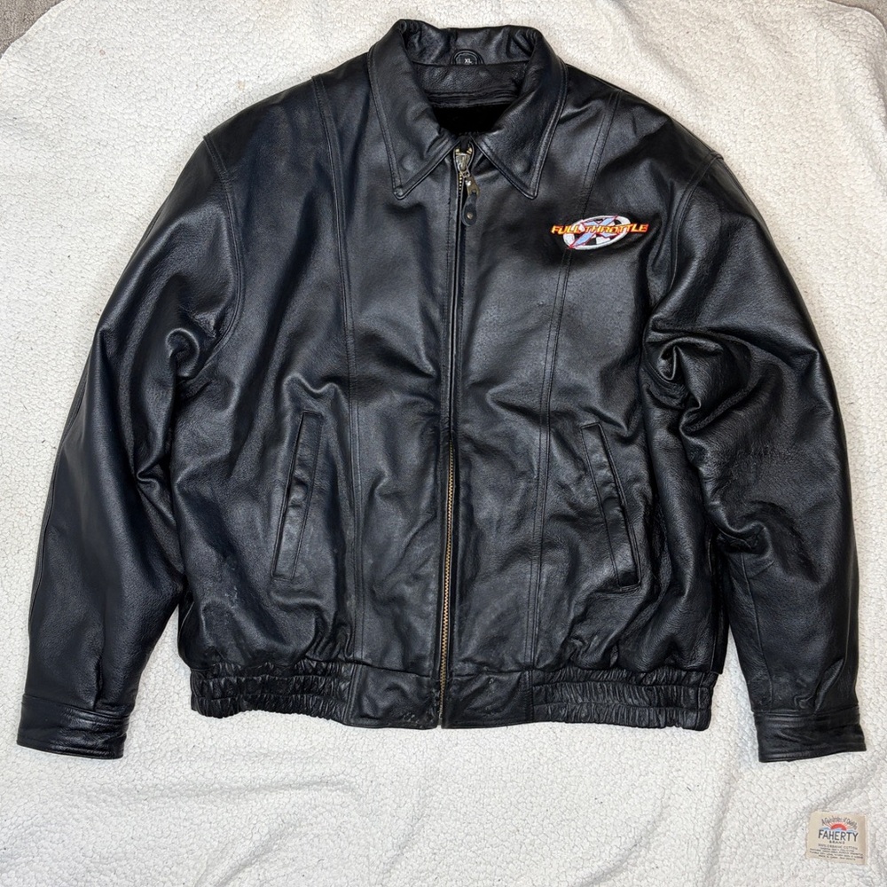 USA Biker Dream Apparel Insulated Full Throttle Leather Motorcycle Jacket XL